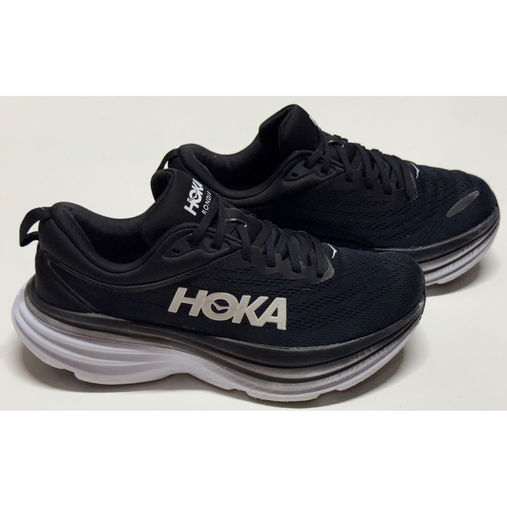 Hoka Bondi 8 Womens Running Shoes Black White 1127952โ BVWHT Size 9B